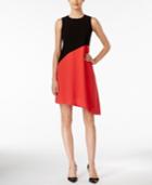 Calvin Klein Petite Colorblocked Asymmetrical Sheath Dress
