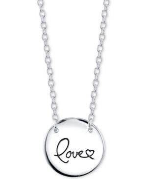 Unwritten Love Engraved Disc Pendant Necklace In Sterling Silver