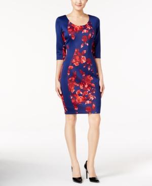 Sangria Floral-print Panel Sheath Dress
