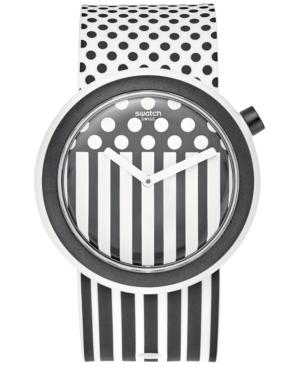 Swatch Unisex Swiss Pop Black And White Silicone Strap Watch 41mm Pnw101