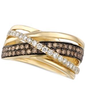 Le Vian Chocolate And White Diamond Crossover Ring In 14k Gold (9/10 Ct. T.w.)