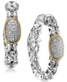 Effy Diamond Cluster Chain Hoop Earrings (1/5 Ct. T.w.) In Sterling Silver & 18k Gold