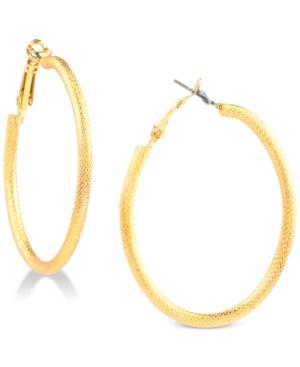 Charter Club Gold-tone Etched Oval Hoop Earrings, Created For Macy's