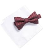 Alfani Men's Gingham Bow Tie & Solid Pocket Square Set, Created For Macy's