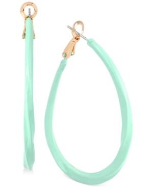 M. Haskell Gold-tone Mint Teardrop Twist Hoop Earrings