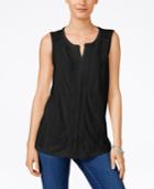 Style & Co. Petite Crochet-trim Top, Only At Macy's