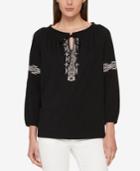 Tommy Hilfiger Embroidered Peasant Top, Created For Macy's