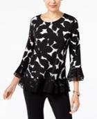 Alfani Printed Mesh-trim Top, Created For Macy's