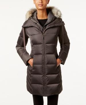 T Tahari Faux-fur-trim Hooded Puffer Coat