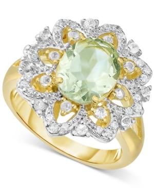 Victoria Townsend Green Amethyst (2-2/5 Ct. T.w.) And White Topaz Accent (1/4 Ct. T.w.) Ring In 18k Gold-plated Sterling Silver