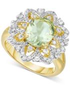 Victoria Townsend Green Amethyst (2-2/5 Ct. T.w.) And White Topaz Accent (1/4 Ct. T.w.) Ring In 18k Gold-plated Sterling Silver