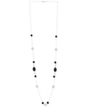 Onyx (30 Ct. T.w.) And Cultured Freshwater Pearl (4mm) Necklace In 14k Gold Over Sterling Silver
