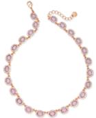 Charter Club Rose Gold-tone Pave & Pink Stone Collar Necklace, Created For Macy's