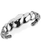 Rope-style And Filigree Cuff Bracelet In Sterling Silver