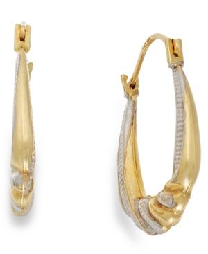 Two-tone Shrimp Hoop Earrings In 10k Gold