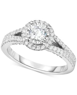 Trumiracle Diamond Halo Split Shank Engagement Ring (1 Ct. T.w.) In 14k White Gold