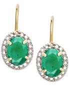 Victoria Townsend 18k Gold Over Sterling Silver Earrings, Emerald (2-1/5 Ct. T.w.) And Diamond Accent Leverback Earrings