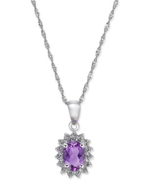 Amethyst (3/4 Ct. T.w.) And White Topaz (1/6 Ct. T.w.) Pendant Necklace In 10k Gold