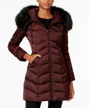 T Tahari Plus Size Faux-fur-trimmed Hooded Down Puffer Coat
