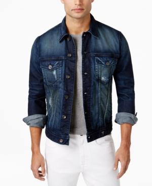 Guess Men's Dillon Burnt Wash Denim Jacket