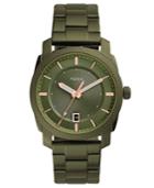 Fossil Men's Machine Olive Green Stainless Steel Bracelet Watch 42mm