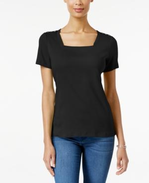 Karen Scott Square-neck T-shirt, Only At Macy's