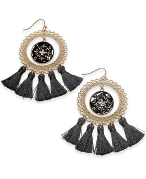 Thalia Sodi Gold-tone Black Enamel Tassel Drop Earrings, Created For Macy's