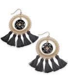 Thalia Sodi Gold-tone Black Enamel Tassel Drop Earrings, Created For Macy's