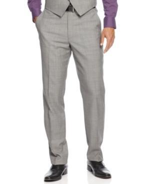 Alfani Red Pant Grey Sharkskin Slim Fit
