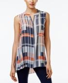 Alfani Printed Zip-up High-low Top, Only At Macy's
