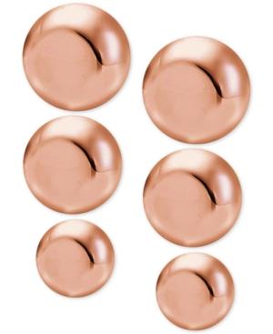 Giani Bernini 3-pc. Set Button Stud Earrings In 18k Rose Gold-plated Sterling Silver, Only At Macy's