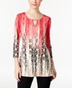Jm Collection Petite Printed Keyhole Hardware Tunic, Only At Macy's