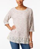 Style & Co Petite Lace-hem Top, Only At Macy's