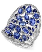 Effy Sapphire (4-5/8 Ct. T.w.) And Diamond (5/8 Ct. T.w.) Ring In 14k White Gold
