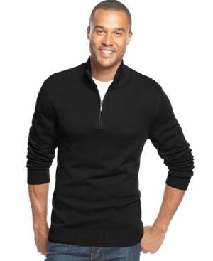 John Ashford Solid Quarter-zip Sweater