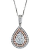Diamond Teardrop Adjustable Pendant Necklace (1/2 Ct. T.w.) In 14k White & Rose Gold