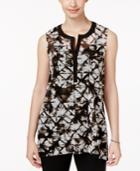 Alfani Printed Split-neck Top, Only At Macy's
