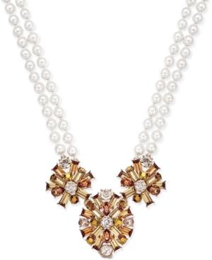 Charter Club Gold-tone Imitation Pearl Imitation Topaz Necklace, Only At Macy's