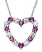 10k White Gold Necklace, Ruby (3/8 Ct. T.w.) And White Sapphire (1/3 Ct. T.w.) Heart Pendant