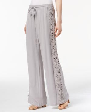 Inc International Concepts Lace-trim Wide-leg Pants, Only At Macy's