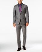 Tallia Men's Slim-fit Gray/orange Windowpane Suit