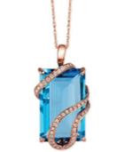 Le Vian Blue Topaz (10-3/8 Ct. T.w.) And Diamond (1/5 Ct. T.w.) Wrap Pendant Necklace In 14k Rose Gold