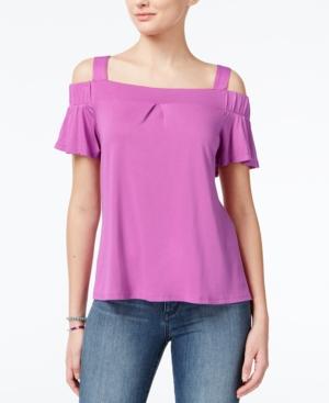 Ultra Flirt Juniors' Cold-shoulder Flutter Sleeve Top