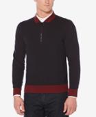Perry Ellis Men's Classic Fit Quarter-zip Colorblock Sweater