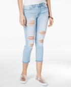 Indigo Rein Juniors' Ripped Released-hem Cropped Skinny Jeans