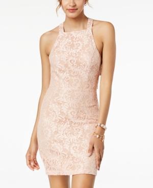 City Studios Juniors' Strappy Lace Bodycon Dress