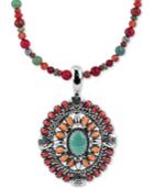 American West Multi-stone Pendant Necklace (12-1/4 Ct. T.w.) In Sterling Silver