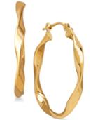 Polished Twist Hoop Earrings In 10k Gold