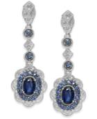 Sapphire (1-5/8 Ct. T.w.) And Diamond (1/10 Ct. T.w.) Flower Drop Earrings In Sterling Silver
