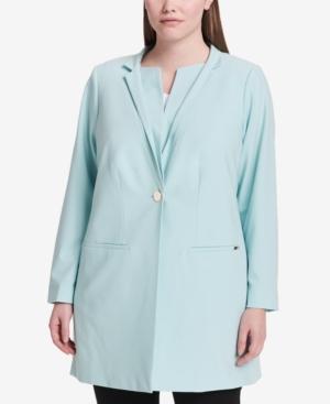 Calvin Klein Plus Size Star-neck Topper Jacket